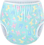 Littleforbig Washable Reusable Waterproof Adult Plastic Pants Pull Up Diaper Cover - Full Print Baby Parade S