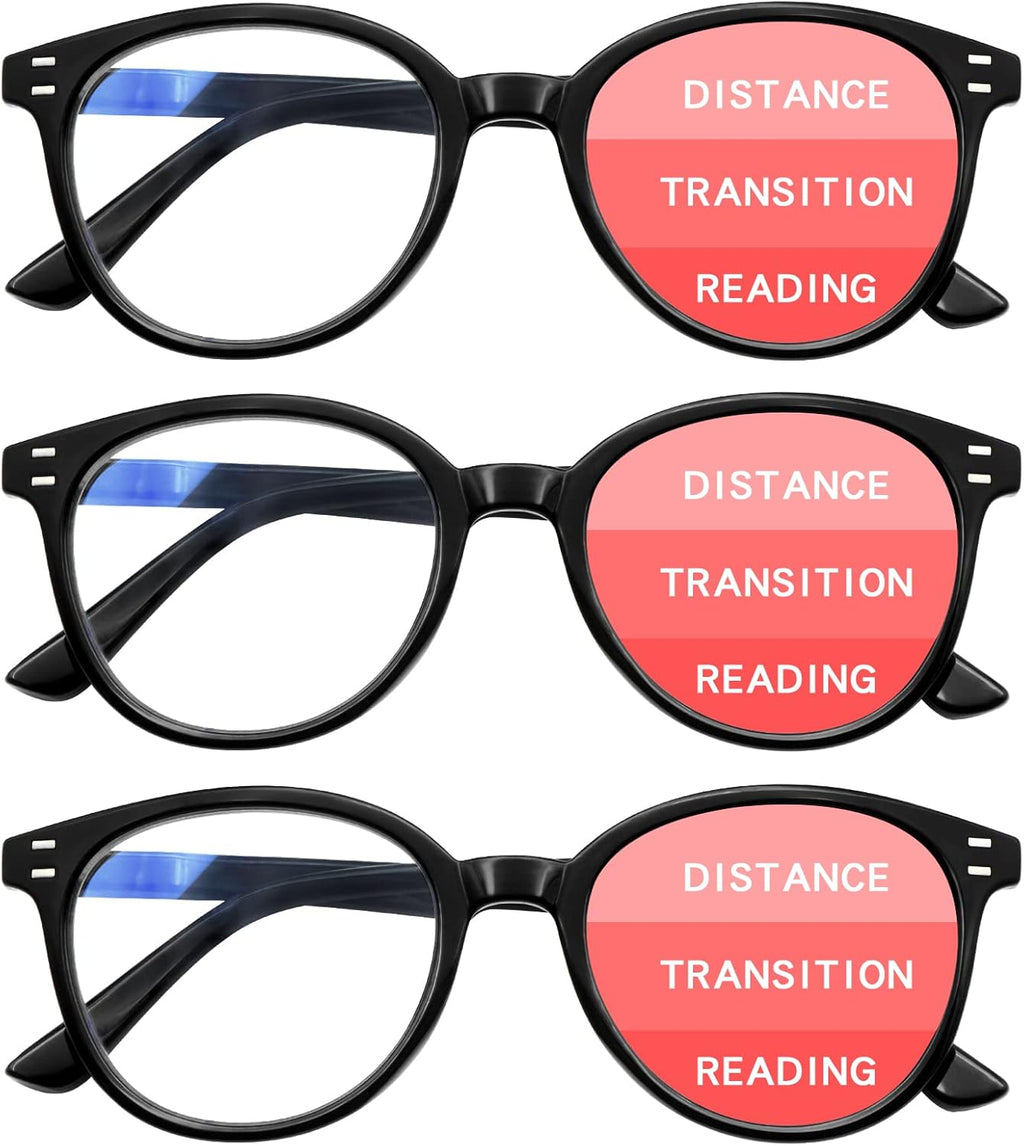 SIGVAN Progressive Multifocus Reading Glasses Blue Light Blocking Women Men Computer Eyeglasses Spring Hinge Readers (3 Black, 2.0)
