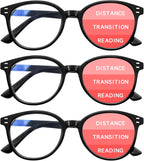 SIGVAN Progressive Multifocus Reading Glasses Blue Light Blocking Women Men Computer Eyeglasses Spring Hinge Readers (3 Black, 2.0)