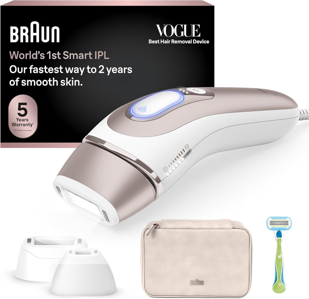 Braun Smart IPL, Skin i·Expert Pro 7, VOGUE's Best Hair Removal Device, IPL Hair Removal for Women and Men, Permanent Laser Hair Reduction At-Home, World's 1st Smart App, 3 Heads, IPL7243