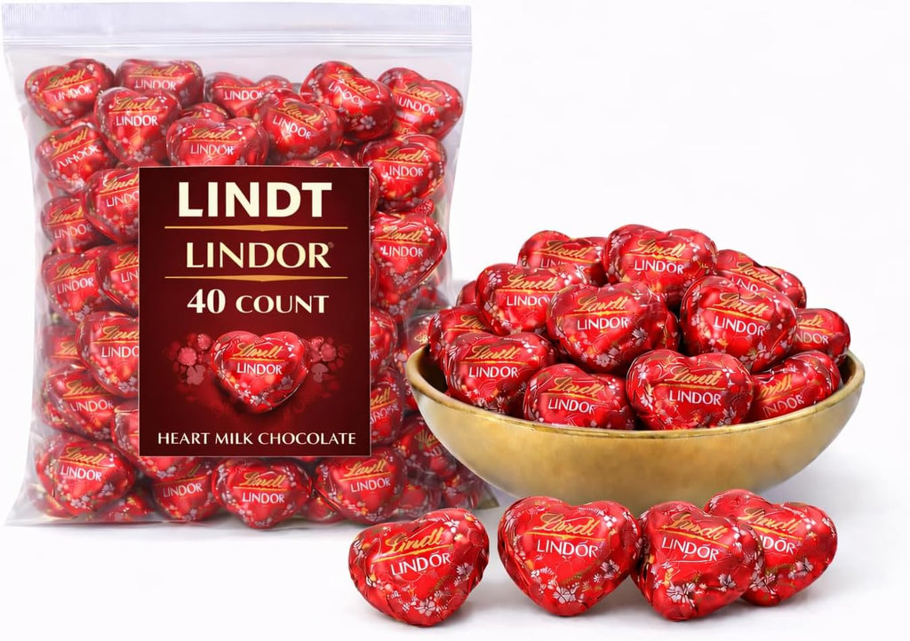 Valentine's Day Milk Chocolate Heart Shaped Chocolate Approx 40 Pieces of Premium Milk Chocolate with Smooth, Melting Truffle Center Individually Wrapped In Elegant Gift Box - Perfect Chocolate Candy for Gift, Veriety Stockings & Baskets