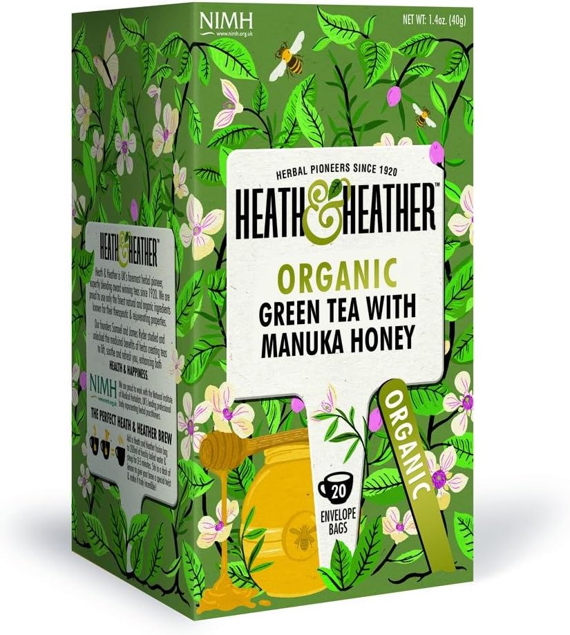 Heath & Heather Organic Green Tea & Manuka Honey (Pack of 3)