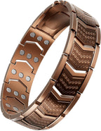 Copper Bracelet for Men,3X Magnetic,3800 Gauss,99.99% Pure Copper Magnetic Bracelets for Men, Power Balance,Shield Design,Gift Box Packaging With Adjustment Tool