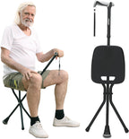 REHAND Walking Cane with Seat,Lightweight Foldable, Adjustable, Collapsible Canes with Stool for Men & Women, Heavy Duty All Terrain Tip, Portable Walking Stick Chair for Seniors & Adults