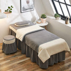 KKLT 4 Sets Cotton Beauty Bedspreads,Soft Breathable Massage Table Sheet Set Salon Bed Cover Skirt for Tables-Grey 180x60cm(71x24inch), tujac-001, Gray