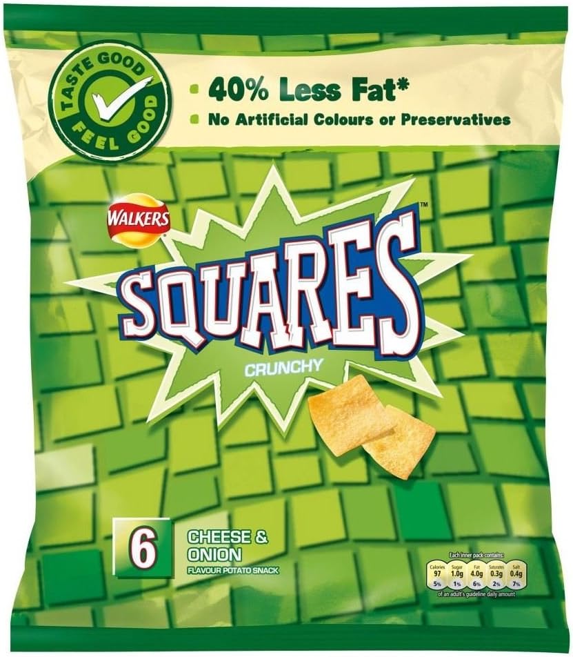 Walkers Squares - Cheese & Onion (6x25g)