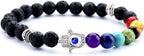 Men Women 8mm Lava Rock 7 Chakra Beads Chakra Bracelet Braided Rope Natural Stone Yoga Bracelet Bangle