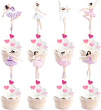 Ballerina Cupcake Toppers,24 PCS Ballerina Cake Topper,Ballerina Birthday Party Decorations