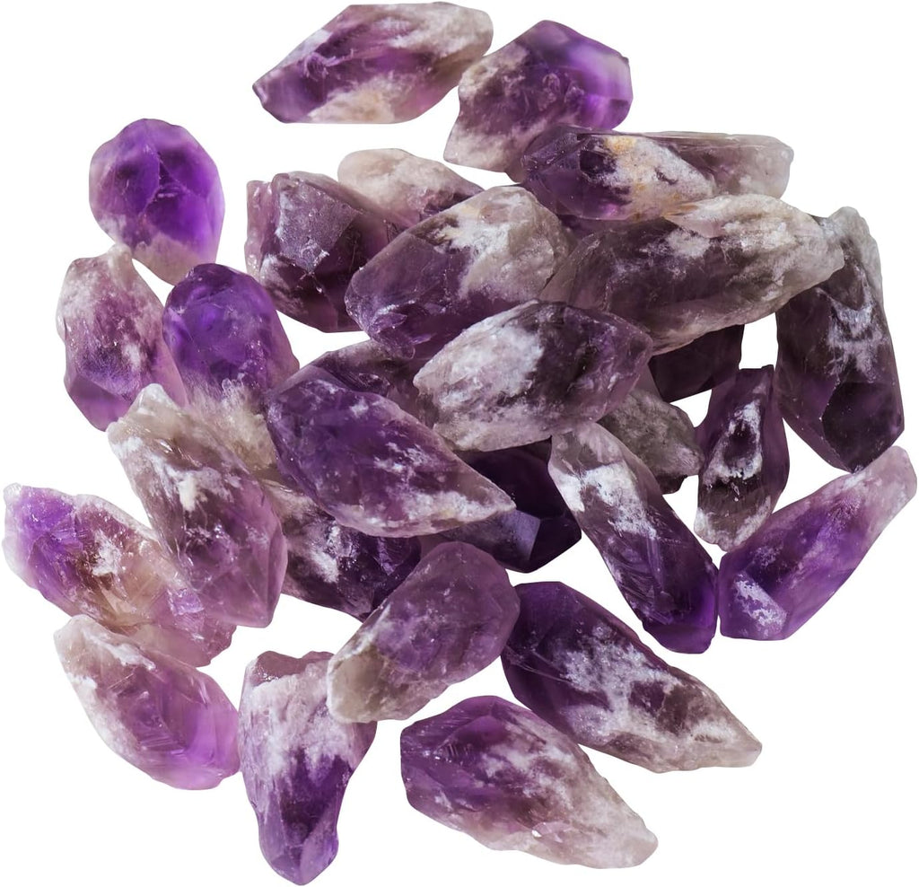 Apengshi 1/2 lb(230g) Natural Amethyst Crystal Points Irregular Rough Crystal Stone Raw Crystal Gemstones Bulk Chakra Stones Meditation Reiki Collect Handmade DIY