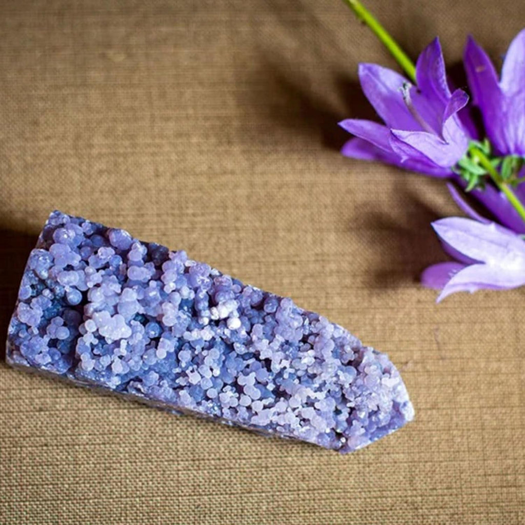 Natural Grape Agate Geodes Tower Healing Crystal Cluster Wands Square Gemstone Mineral Point Obelisk Specimen for Home Décor Meditation Reiki Chakra Therapy,30~100g