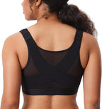 DELIMIRA Women's Front Closure Posture Wireless Back Support Full Coverage Bra