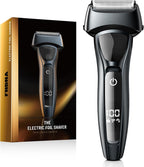 Rechargeable Electric Razor for Men: Floating Foil Shavers with LED Display - Waterproof Wet Dry - 30° Precision Blades, Travel Lock, Face Shaving