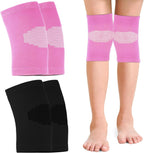 Skylety 2 Pairs Kids Knee Sleeve Kids Knee Brace Children Support Compression Child Sleeve Pads for Basketball, Volleyball, Sports, Gymnastics(Small,Black, Pink)