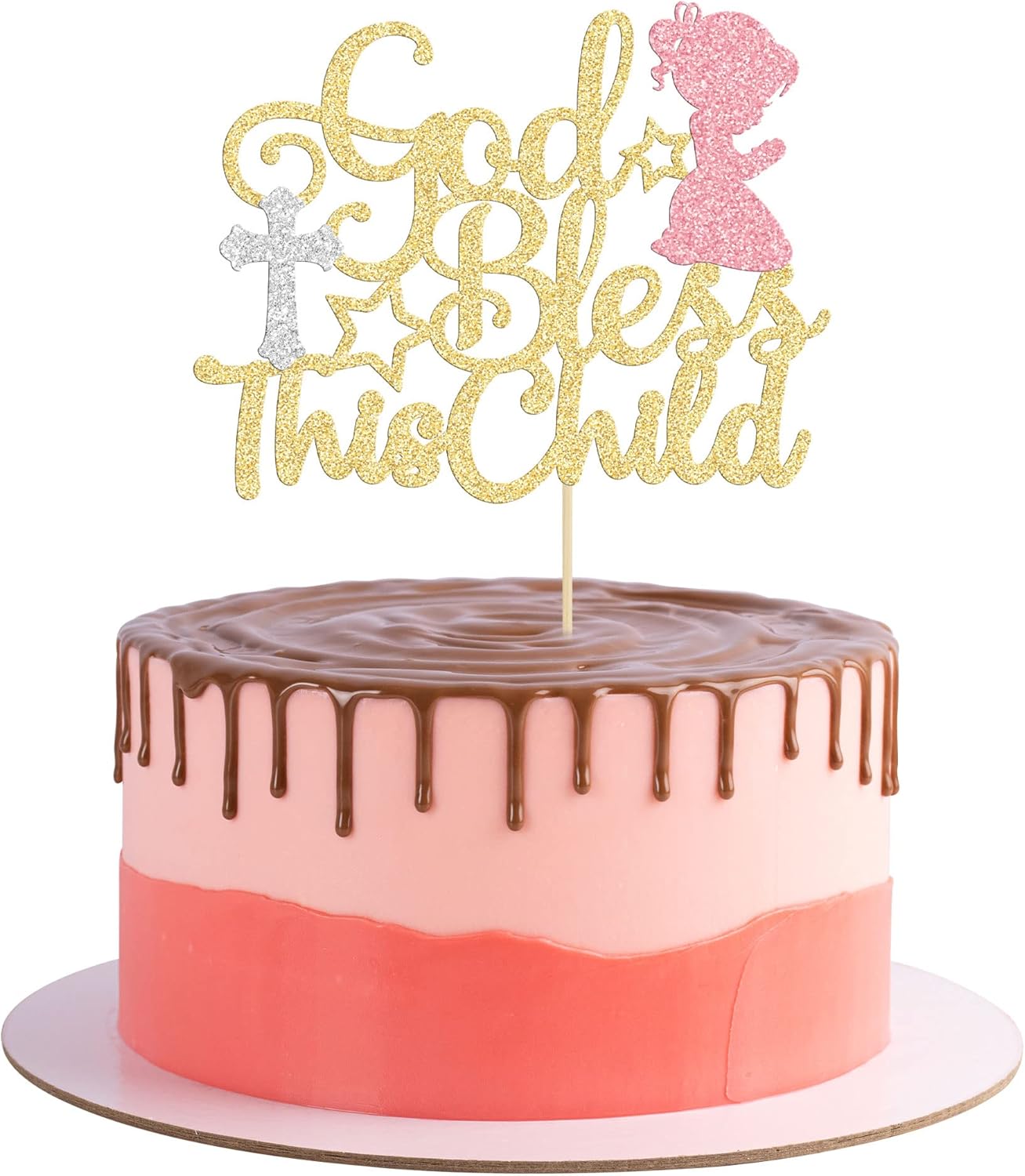 Gyufise 1 Pack God Bless This Child Cake Topper Glitter Baptism God Bless Girl Cake Pick Decorations for Baptism Baby Shower Birthday Christmas Party Decorations Supplies