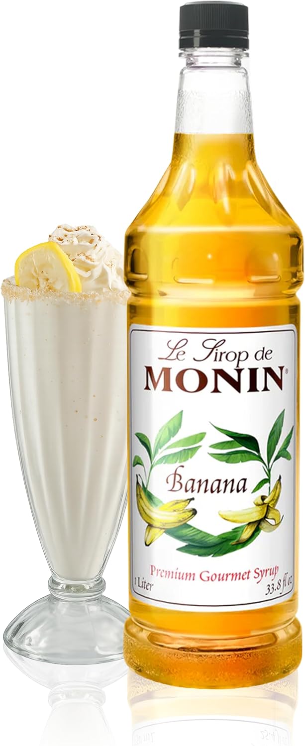 Monin - Banana Syrup | Premium Syrup for Cocktails, Mochas & More | Clean Label with No Artificial Flavors, No Artificial Preservatives (1 Liter)