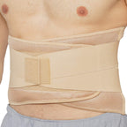 NeoTech Care Adjustable Compression Wide Back Brace Lumbar Support Belt (Beige, Size L)