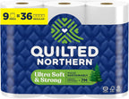 Quilted Northern Ultra Soft & Strong Toilet Paper, 9 Mega Rolls = 36 Regular Rolls, 5X Stronger*, Premium Soft Toilet Tissue