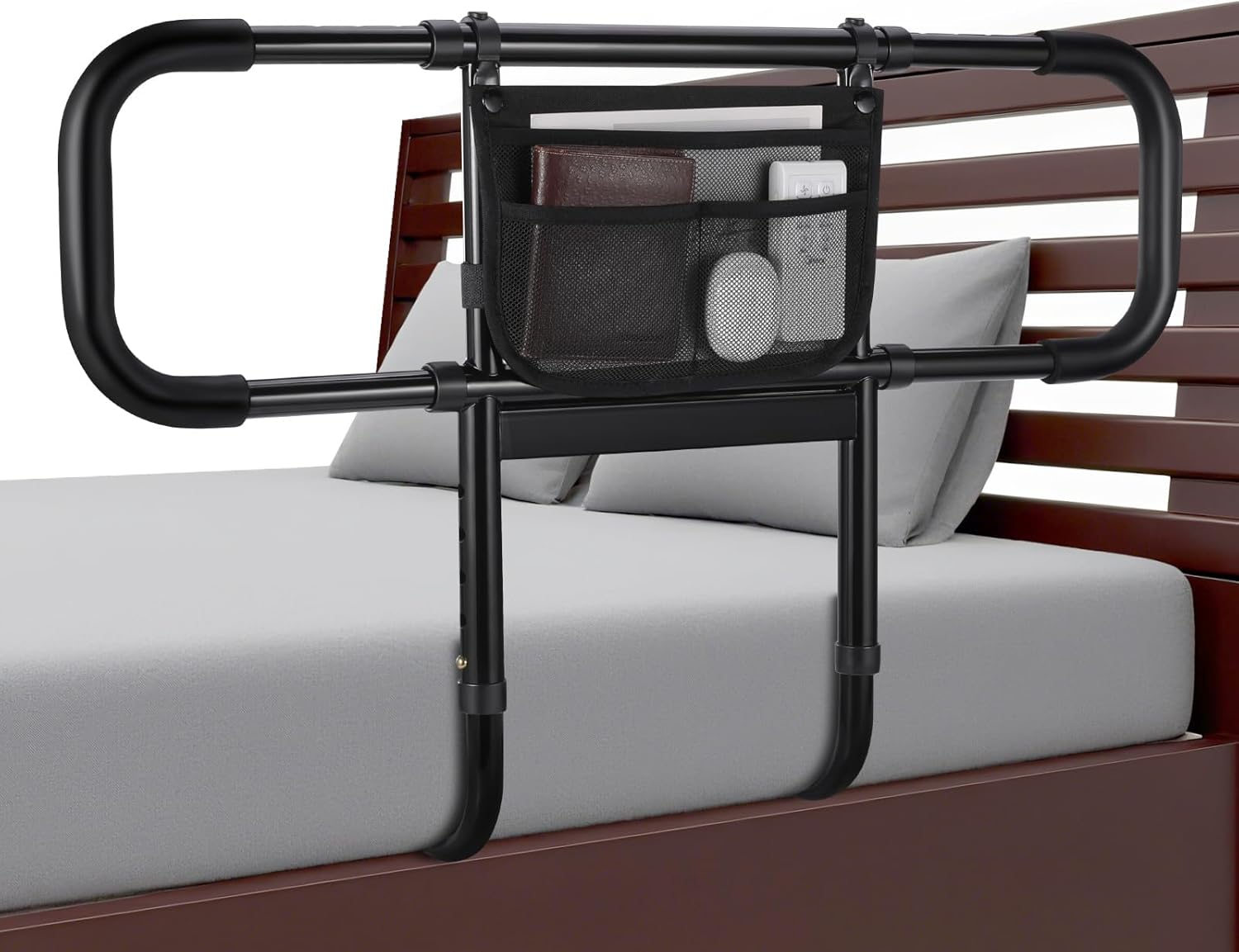 Siebenschläfer Bed Rails for Elderly Adults Safety, Extended Bed Assist Rail for Seniors - Adjustable Side Bed Guard Rails Handle Support Bar with Storage Bag, Fit King Queen Full Twin Beds