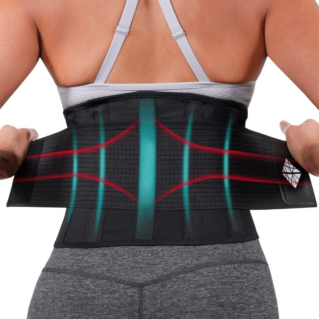 Ultra Thin Adjustable Back Brace for Men & Women - Flexible Supportive Lower Back Pain Relief with Breathable Dual-Tension Straps & Industrial Grip for Sciatica, Scoliosis, Herniated Disc, S