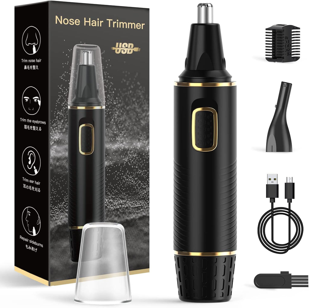 XOOMRSCP Nose Hair Trimmers for Men，Rechargeable Hair Trimmer 2 in 1 Painless Multifunctional Ear and Nose Hair Trimmer with IPX7 Waterproof Dual Edge Blades (Black)