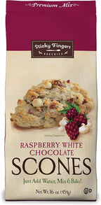 English Scone Mix, Raspberry White Chocolate by Sticky Fingers Bakeries – Easy to Make English Scones Fresh Baked, Makes 12 Scones (1pk)