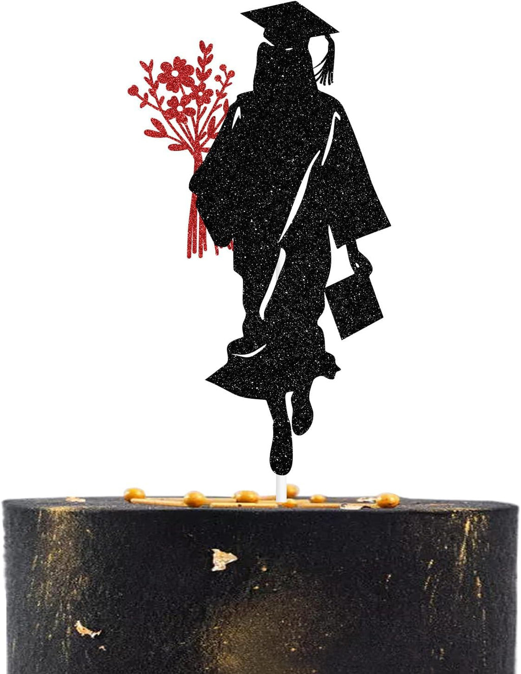 Glitter Congrats Girls Cake Topper, You Did It/Mastered That, 2026 Senior High School College Graduation Party Decor