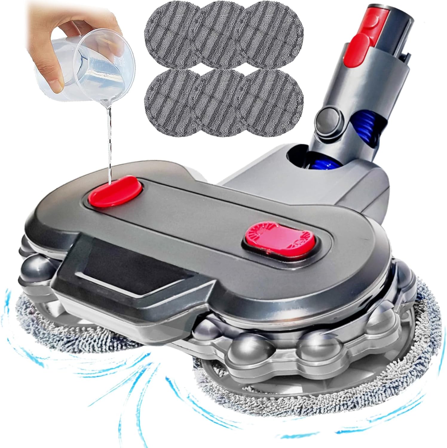 Wet Mop Head Attachment for Dyson v15 v7 v8 v10 v11, Hardwood Floor Mopping Cleaning for sv10 sv11 sv12 sv14 Vacuum Attachments with 6 Pads 【2026】v10 slim, v12, sv18 NOT Compatible (28)
