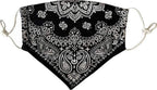 Auliné Collection Bandana Filter Pocket Adjustable Washable Reusable Face Mask, Westside Black