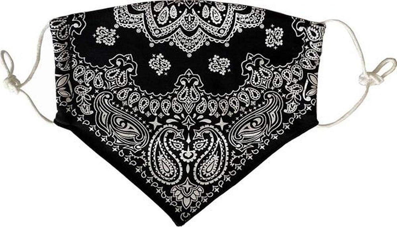 Auliné Collection Bandana Filter Pocket Adjustable Washable Reusable Face Mask, Westside Black