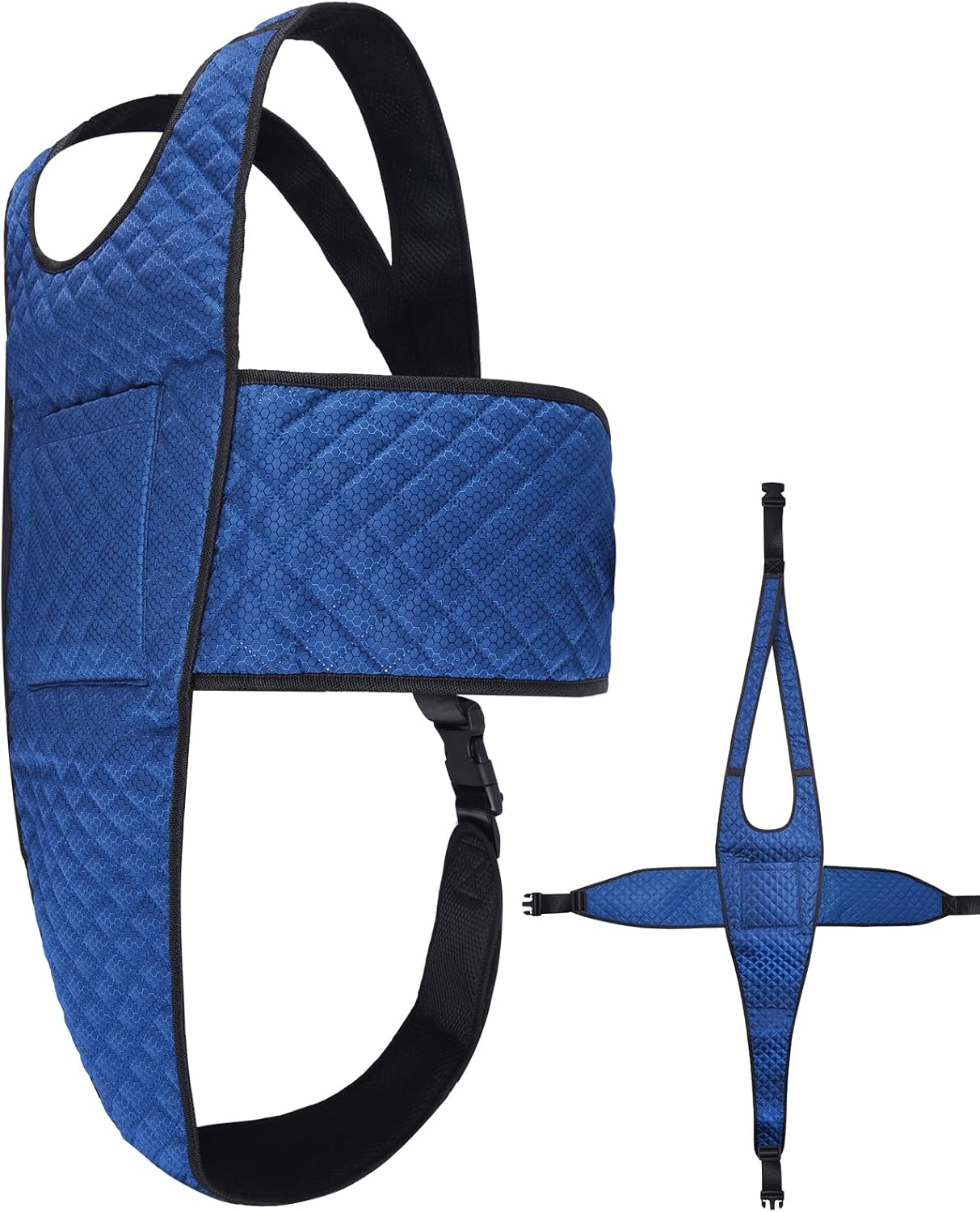 Wheelchair Seat Belt, Wheelchair Safety Belt with Pocket, Wheelchair Seatbelt, Adult Wheelchair Harness for Adults Anti-Slip Adjustable Wheelchair Accessories Adjustable Straps Buckles(Blue)