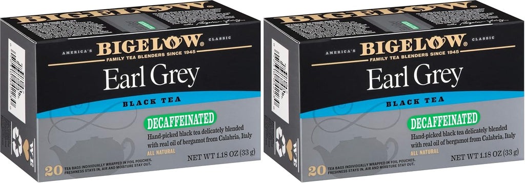Bigelow Tea Decaffeinated Earl Grey Black, Decaf Tea, 20 Count Box, 240 Total Bags (Pack of 12)
