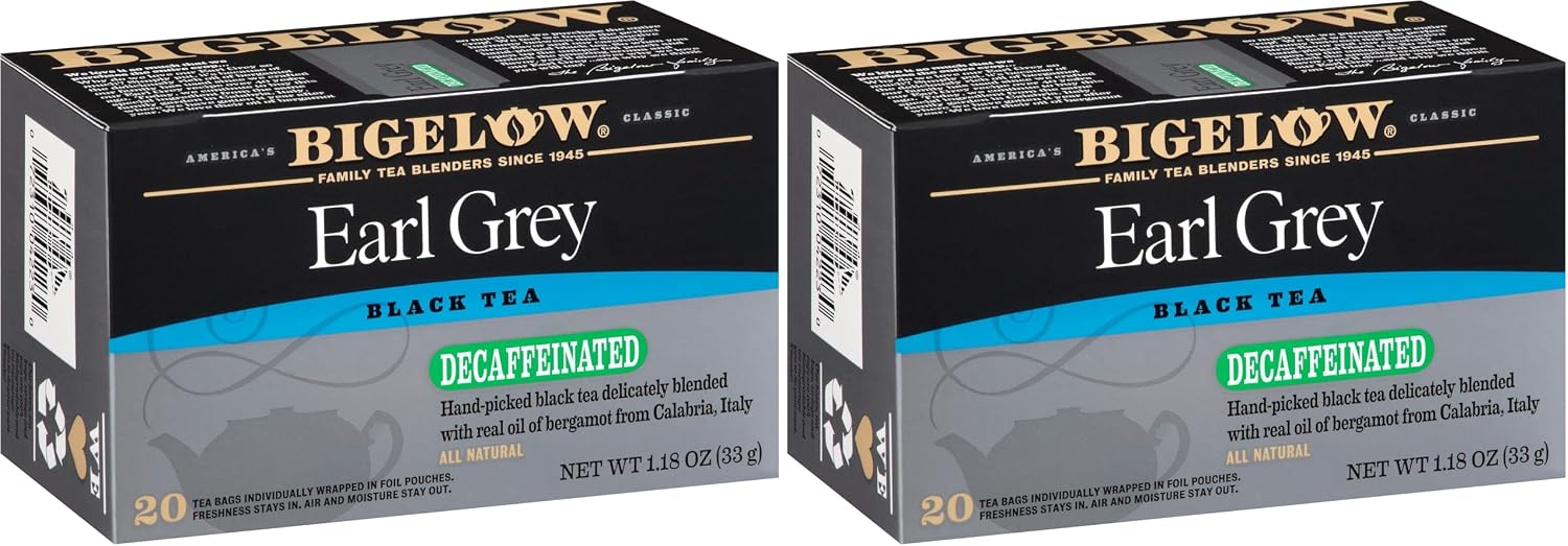 Bigelow Tea Decaffeinated Earl Grey Black, Decaf Tea, 20 Count Box, 240 Total Bags (Pack of 12)