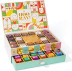 Birthday Gift Basket, Gourmet Candy Food Snack Box, Bday Him & Her, Men, Women, Family Party, Two-Tier Chocolate Gift Box with Assorted Belgian Truffles, 10+ Flavors, Bonnie and Pop (Birthday)