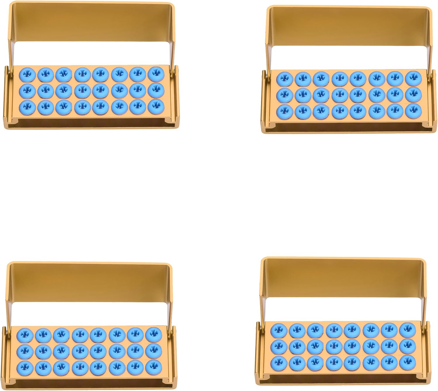4PC Burs Holder Block Disinfection Box Aluminium Autoclave Unit 24 Holes Yellow
