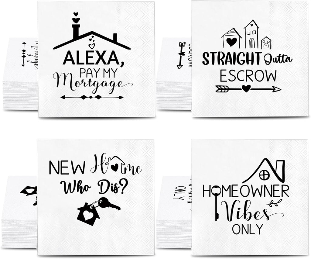 100PCS Funny Housewarming Party Napkins, Humorous New Home Disposable Paper Napkins, Housewarming Party Decorations for Open House, Welcome Home