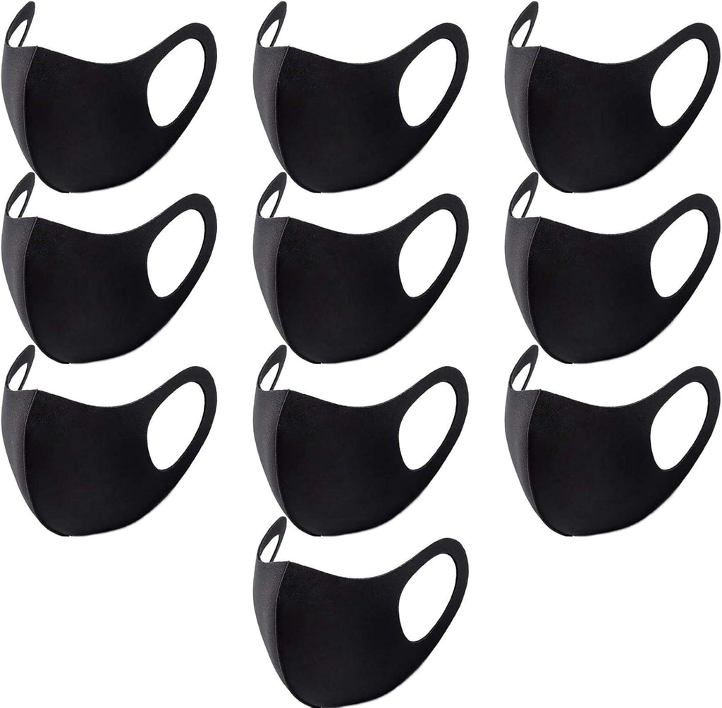 10PCS Kids Black Face Mask Covers with Elastic Ear Loop Cover Full Face Anti-Dust, Unisex, Washable, Breathable, and Reusable (Kids)
