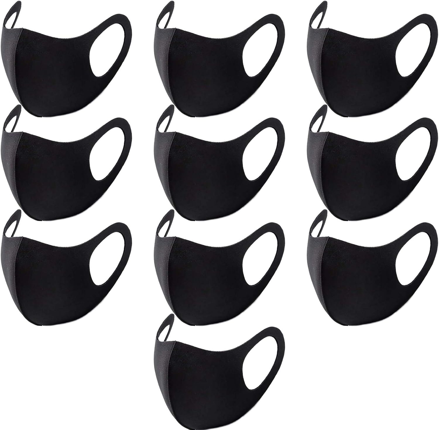 10PCS Kids Black Face Mask Covers with Elastic Ear Loop Cover Full Face Anti-Dust, Unisex, Washable, Breathable, and Reusable (Kids)