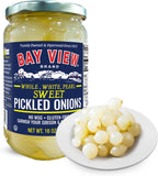 Bay View Pickled Onions, Whole Sweet Pickled Pearl Onions, Gibson and Martini Cocktail Garnish, Ready to Eat in Glass Jar (16oz)