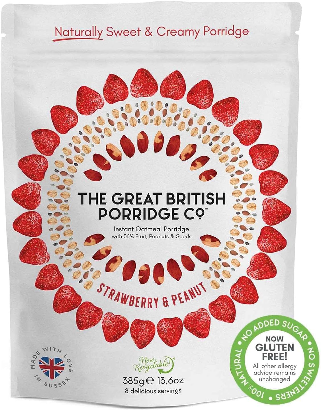 THE GREAT BRITISH PORRIDGE CO Strawberry Peanut Butter Porridge, 385 GR