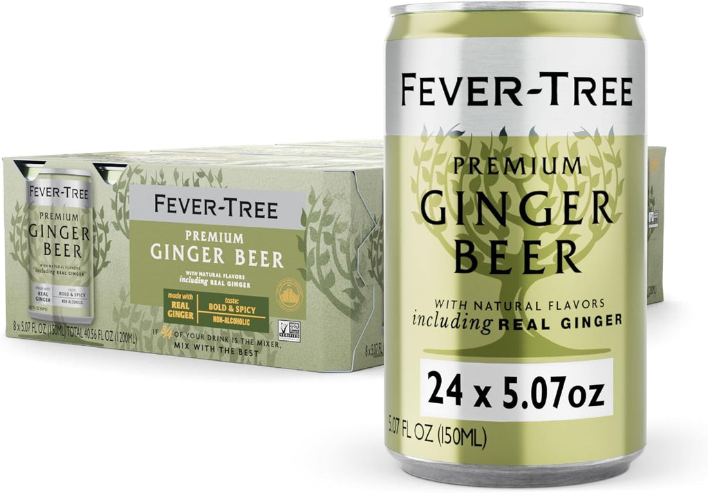 Fever-Tree Ginger Beer – Premium Mixer for Cocktails and Mocktails, 5.1 fl oz Cans, Pack of 24 – Naturally Sourced, Non-GMO