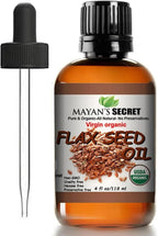 Mayan's Secret USDA Certified Virgin Organic Flax Seed Oil, Unrefined Virgin, Cold Pressed, Linum Usitatissimum, 4 OZ - For Skin
