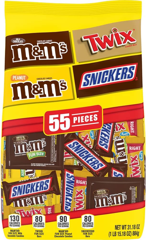 SNICKERS, M&M'S & TWIX Fun Size Chocolate Candy Variety Mix, 31.18-Ounce 55 Piece Bag