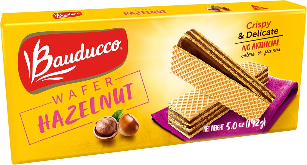 Bauducco Hazelnut Wafers - Crispy Wafer Cookies With 3 Delicious, Indulgent Decadent Layers of Hazelnut Flavored Cream - Delicious Sweet Snack or Desert - 5.0 oz (Pack of 1)