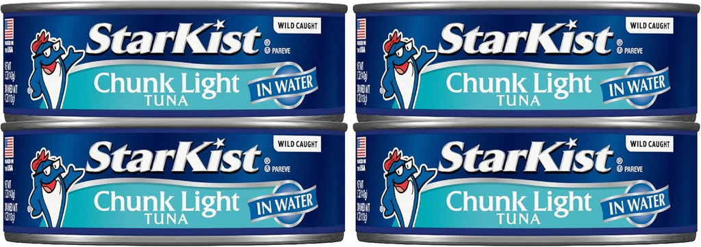 StarKist Chunk Light Tuna in Water, 5 oz (4 Pack) Canned Tuna Fish, Wild Caught, Gluten Free, Ready to Eat, Perfect for Salads, Keto Meals and Snacks, with 20g Protein & 90 Calories Per Serving