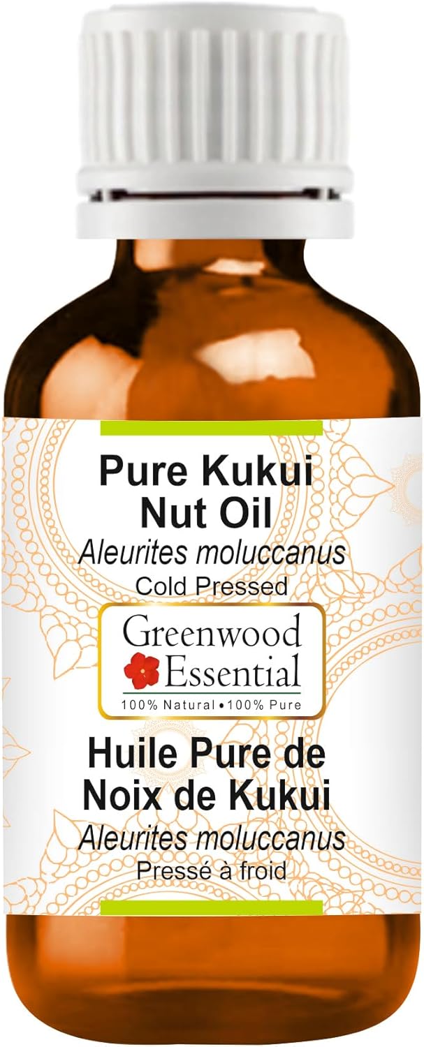 Greenwood Essential Pure Kukui Nut Oil (Aleurites moluccanus) Cold Pressed 100ml (3.38 oz)