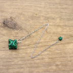 Natural Stone Merkabah Pendulums for Dowsing Divination Wicca Chakra Crystal Lapis Rose Quartzs Opal Chains,Malachite