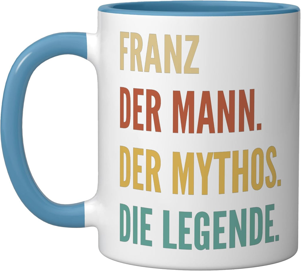 Funny German First Name Design - Franz Ceramic Mug, Blue/White