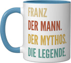 Funny German First Name Design - Franz Ceramic Mug, Blue/White
