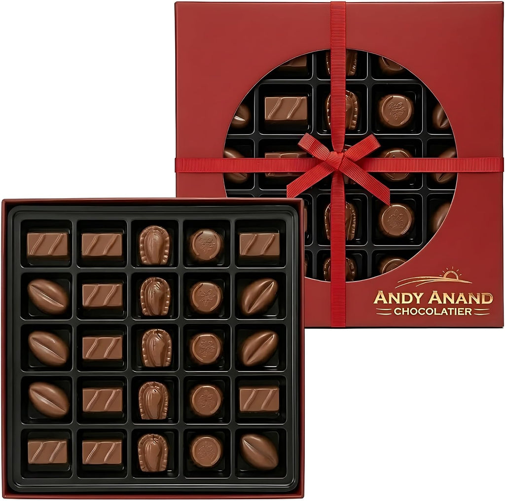 Andy Anand Sugar Free Vegan Belgian Dark Chocolate Truffles, Assorted Gourmet Luxury Gift Box, Dairy & Soy Free, | Delicious, You Won't Believe it's Diabetic Friendly | Sweetened with Stevia - 25 Pc