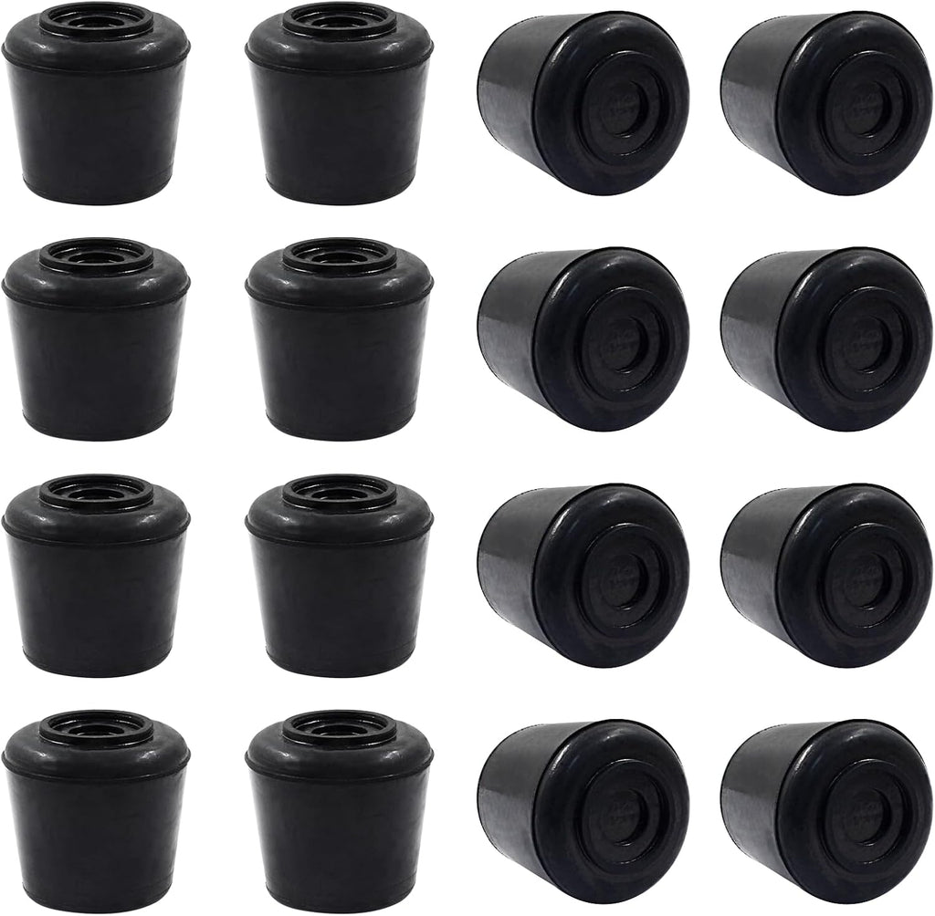 16pcs 7/8 Inch Round Chair Leg Tips Caps, Non-Slip Rubber Chair Leg Floor Protectors, Black Furniture Leg Caps Fit for 0.82"-0.87" (21-22mm) Diameter Round Feet